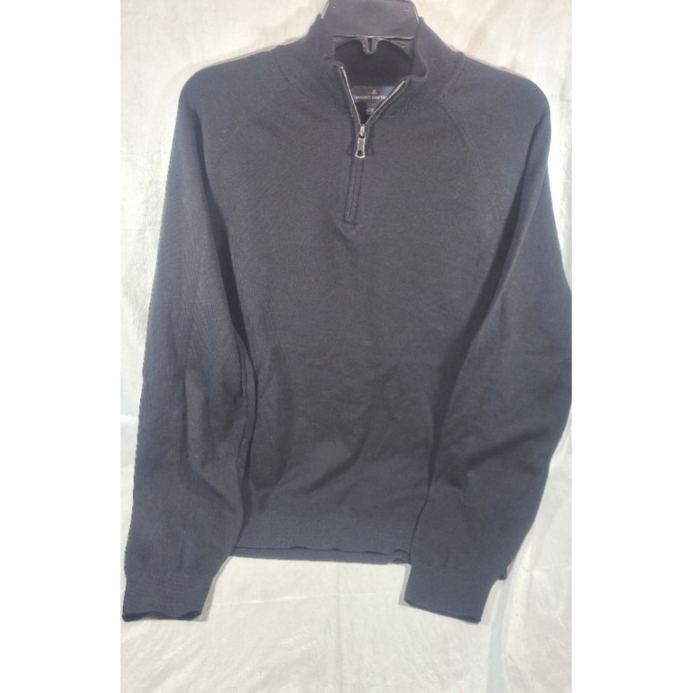 Brooks Brothers Men's Pima Cotton 1/4 Zip Knit Sweater - Black - Large